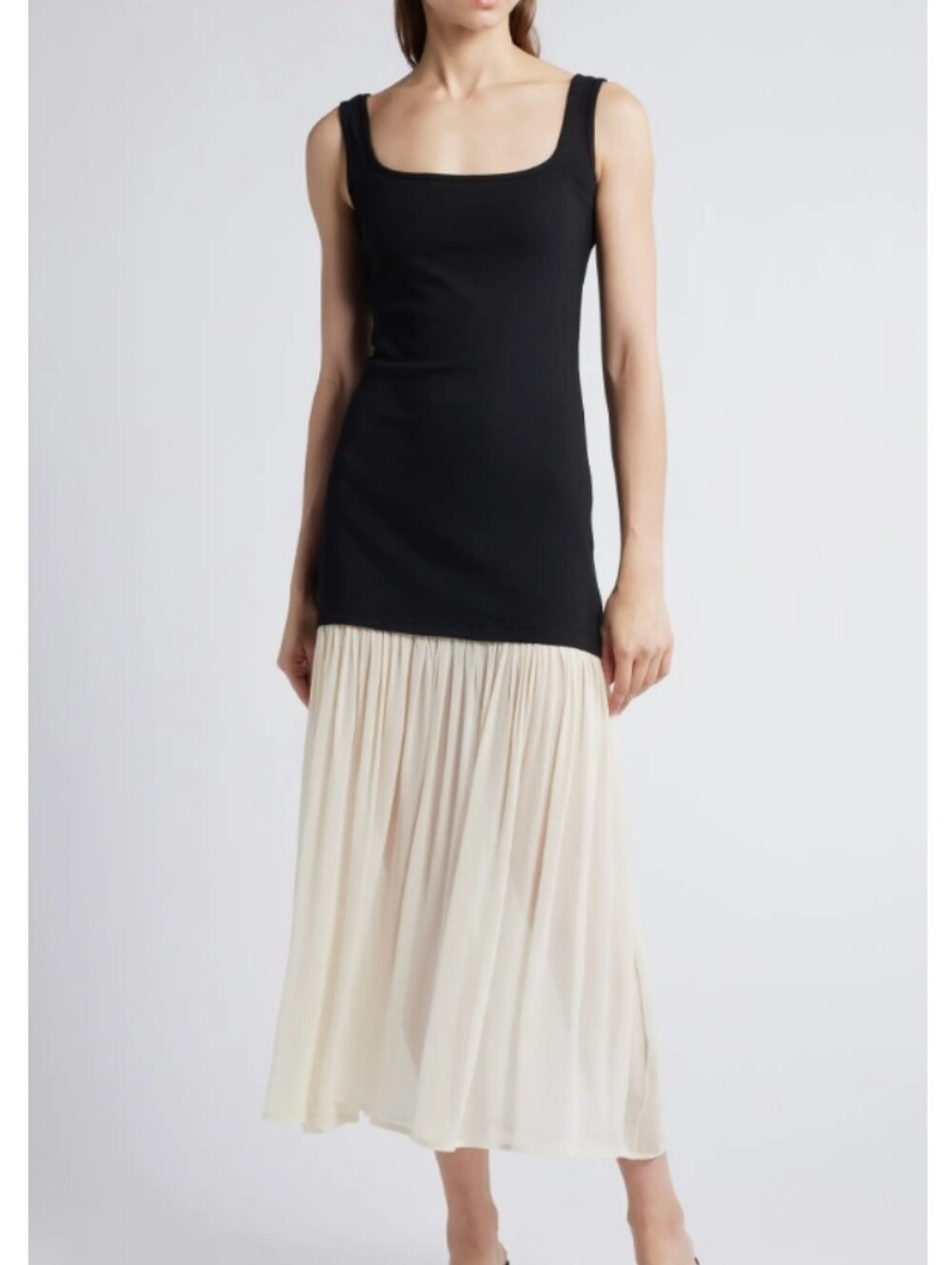 PIXIE MARKET GIA MIXED MEDIA BLACK CREAM DRESS